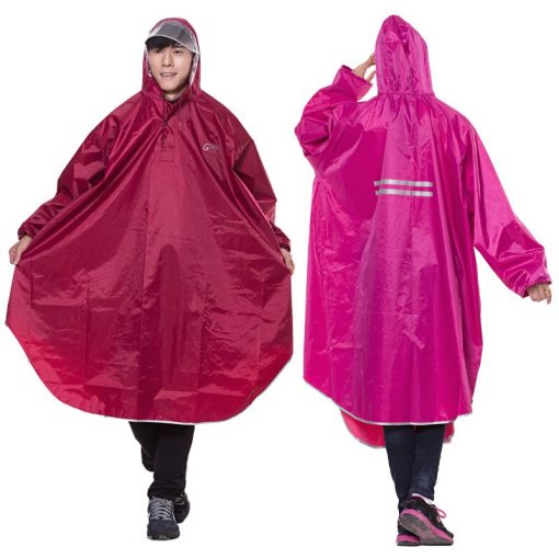 QIAN Men/Women Impermeable Raincoat Electromobile/Bicycle Sleeved Rain Poncho Thick Visable Transparent Hood Rain Gear Rain Coat 2