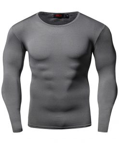 Hot Sale Solid color Fashion Fitness Compression Shirt Men Bodybuilding Tops Tees Tight Tshirts Long Sleeves Clothes 1