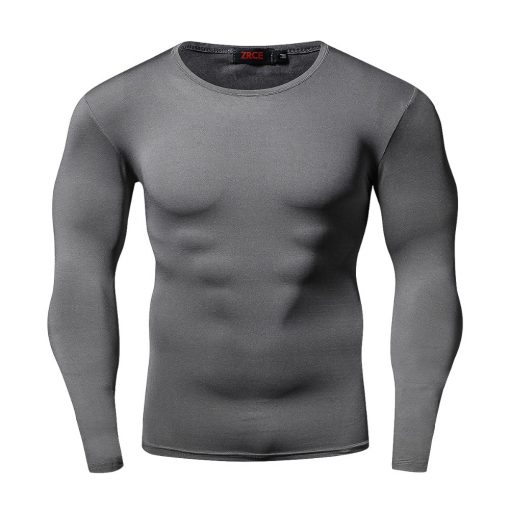 Hot Sale Solid color Fashion Fitness Compression Shirt Men Bodybuilding Tops Tees Tight Tshirts Long Sleeves Clothes 1