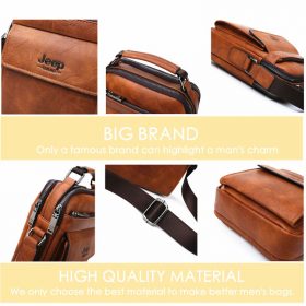 JEEP BULUO Brand Men's Messenger Fashion Split Leather For Men Tote Bag Men Shoulder Bags High Quality Handbags New 2PC/Set 5
