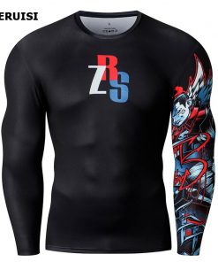 Male t-shirt 3D Printed Compression Shirt Quick-Dry T-Shirt Rash Guard Tops Fitness Running Shirt Men Gym Sport Tight 14