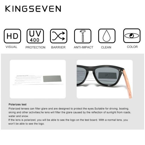 KINGSEVEN Women's Glasses Natural Bubinga Wooden Sunglasses Men Polarized Fashion Sun Glasses Original Wood Oculos de sol 4