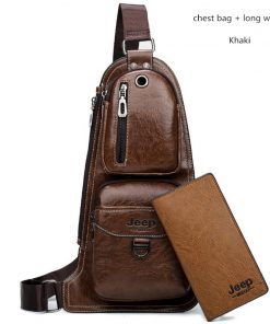 JEEP BULUO BRAND New Men Messenger Bags Hot Crossbody Bag Famous Man's Leather Sling Chest Bag Fashion Casual 6196 12