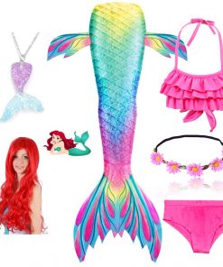 New Kids Mermaid Tail Swimmable Bathing Suit Bikini Girls Mermaid Swimsuit Costume Mermaid Tail with Monofin Flippers Wig 20