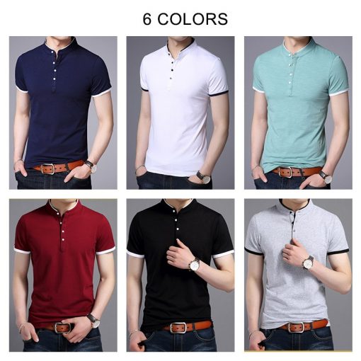 COODRONY Brand Summer Short Sleeve T Shirt Men Clothes Cotton Tee Shirt Homme Streetwear Fashion Stand Collar T-Shirt Men C5097S 4