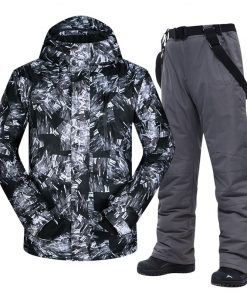 Large Size Men's Ski Suit -30 Temperature Waterproof Warm Winter Mountaineering Snow Snowboard Jackets and Pants Set 13