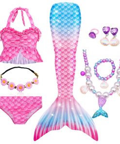 Fantasy Children Mermaid Tails Swimming Party Cosplay Costumes Halloween Little Mermaid Girls Swimsuit Bikini Set Bathing Suit 12