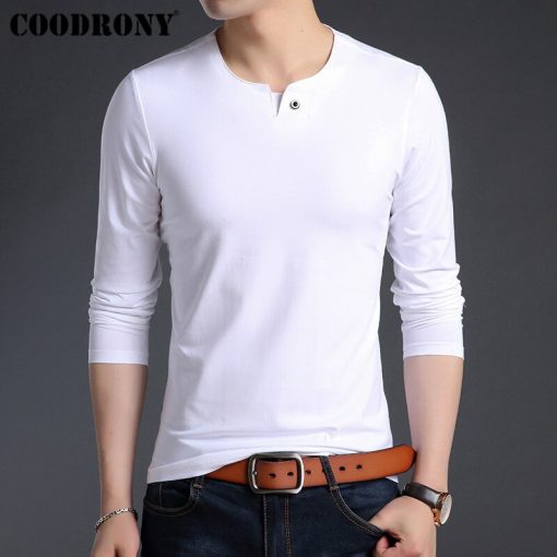 COODRONY Brand T Shirt Men Streetwear Top Tshirt Men Clothes 2019 Autumn Fashion Button T-Shirt Men Cotton Tee Shirt Homme 95021 1