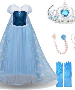 Cosplay Snow Queen Dress Girls Elsa Dress For Girls Princess Vestidos Fantasia Children Belle Dress Girl Party Costume 11