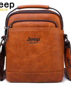 JEEP BULUO  Brand Men Leather Shoulder Bag 2 piece set Handbags Business Casual Messenger Bag Crossbody Male Tote Bags For iPad 1