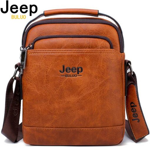 JEEP BULUO  Brand Men Leather Shoulder Bag 2 piece set Handbags Business Casual Messenger Bag Crossbody Male Tote Bags For iPad 1
