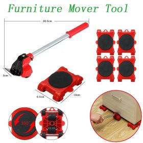 2020 New Dropship Furniture Mover Tool Set Heavy Stuff Transport Lifter 4 Wheeled Mover Roller with Wheel Bar Moving Device Tool 6