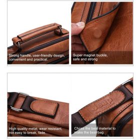 JEEP BULUO Brand Men's Crossbody Shoulder Bags High quality Tote Fashion Business Man Messenger Bag Big Size Split Leather Bags 4