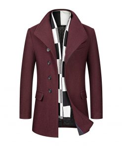 BOLUBAO Wool Blend Coat Men Quality Brand Men's Casual Wild Wool Overcoat Male Trend Solid Color Wool Coat （Send Scarf） 8