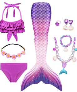 Fantasy Children Mermaid Tails Swimming Party Cosplay Costumes Halloween Little Mermaid Girls Swimsuit Bikini Set Bathing Suit 18