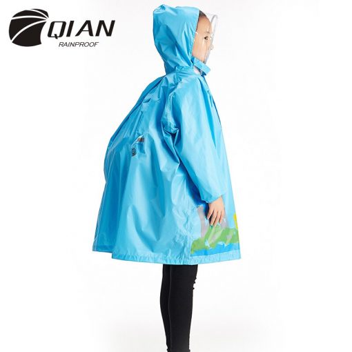QIAN Impermeable Children Raincoat Coat Boys and Girls Kids Cute Cartoon Rain Poncho Hooded Elastic Band Waterproof Rain Jacket 6