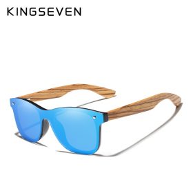 KINGSEVEN 2021 Polarized Square Sunglasses Men Women Zebra Wooden Frame Mirror Flat Lens Driving UV400 Eyewear 3