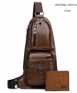 JEEP BULUO BRAND New Men Messenger Bags Hot Crossbody Bag Famous Man's Leather Sling Chest Bag Fashion Casual 6196 13