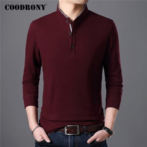 COODRONY Brand Soft Pure Cotton T Shirt Men Clothes 2020 Stand Collar Long Sleeve T-Shirt Men High Quality Tee Shirt Homme C5040 3