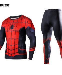 Men's Compression GYM Training Clothes Suits Workout Superhero Jogging Sportswear Fitness Dry Fit Tracksuit Tights 2pcs / sets 28