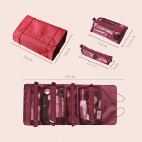 Women Cosmetic Bag Travel Organizer Foldable Hanging Nylon Wash Bag Portable Makeup Bag Multifunctional Toiletry Pouch 3