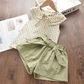 Bear Leader Girls Clothing Sets 2021 New Summer Casual Style Flower Design Short Sleeve T-shirt+Double Pocket Pants 2Pcs For 2-6 2