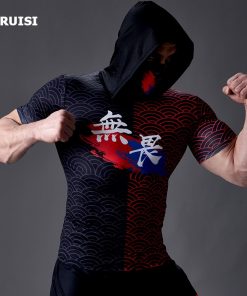 Men's Skull Mask Compression shirts Hoodie Sweatshirt Hooded Tops Streetwear New Fashion Fitness Jogging Bodybuilding Tops 2