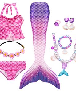 Fantasy Children Mermaid Tails Swimming Party Cosplay Costumes Halloween Little Mermaid Girls Swimsuit Bikini Set Bathing Suit 10