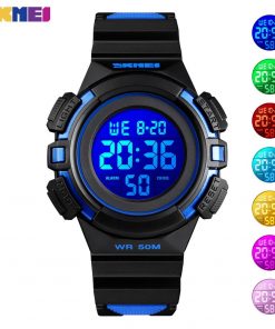 SKMEI Sport Kids Watches Waterproof PU Leather Colorful Display Children Wristwatch 12/24 Hour Boy Clock relogio infantil 1559 2