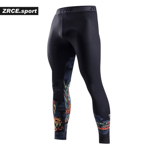 ZRCE Chinese Style Compression Tight Leggings 3D Prints Joggers Fitness Men's pants Hip hop Streetwear Training Men's trousers 2