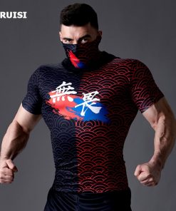 Men's Skull Mask Compression shirts Hoodie Sweatshirt Hooded Tops Streetwear New Fashion Fitness Jogging Bodybuilding Tops 1