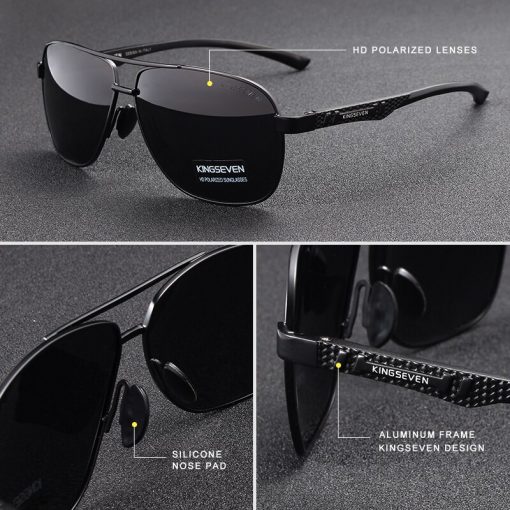 KINGSEVEN 2019 Brand Men Aluminum Sunglasses HD Polarized UV400 Mirror Male Sun Glasses Women For Men Oculos de sol 3