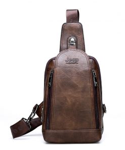 JEEP BULUO Brand Travel Hiking Messenger Shoulder Bags Men's Large Capacity Sling Crossbody Bag Solid Men Leather Bag 10