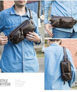 Contact's Brand Designer Genuine Leather Waist Packs Men Travel Fanny Pack Male Small Waist Bag for Cellphone Zipper Coin Pocket 2