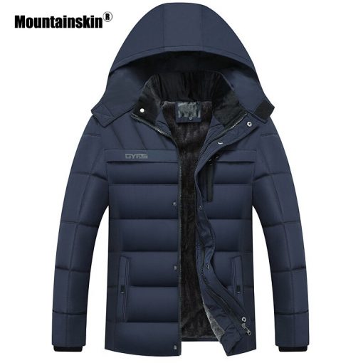 Mountainskin Men's Winter Thick Coat Mens Casual Parker Coat Warm Windproof Plus Velvet Hooded Jacket Male Brand Clothing SA822 1