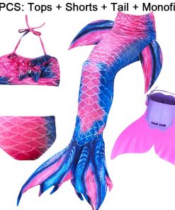 New Girls Mermaid Tail for Swimming Costume with Monofin Fin Kids Zeemeerminstaart Cola De Sirena Cauda De Sereia Cosplay 19