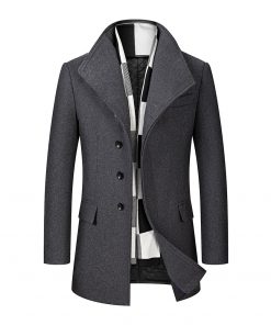 BOLUBAO Wool Blend Coat Men Quality Brand Men's Casual Wild Wool Overcoat Male Trend Solid Color Wool Coat （Send Scarf） 10