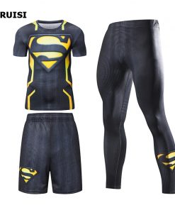 Men Sports suits Sportswear Compression Suits Superhero Running Sets Training Clothes Gym Fitness Tracksuits Rashguard  Workout 19