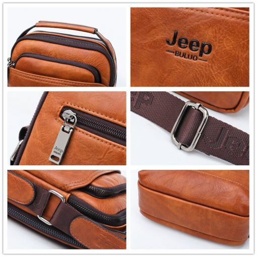JEEP BULUO  Brand Men Leather Shoulder Bag 2 piece set Handbags Business Casual Messenger Bag Crossbody Male Tote Bags For iPad 5