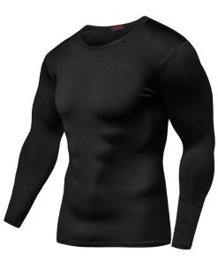 Hot Sale Solid color Fashion Fitness Compression Shirt Men Bodybuilding Tops Tees Tight Tshirts Long Sleeves Clothes 7