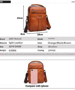 JEEP BULUO Men Leather Bag 2 piece set Handbags Business Casual Messenger Shoulder Bag Crossbody Male Tote Bags High Quality 2