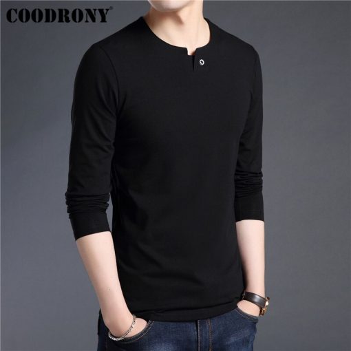 COODRONY Brand T Shirt Men Streetwear Top Tshirt Men Clothes 2019 Autumn Fashion Button T-Shirt Men Cotton Tee Shirt Homme 95021 2