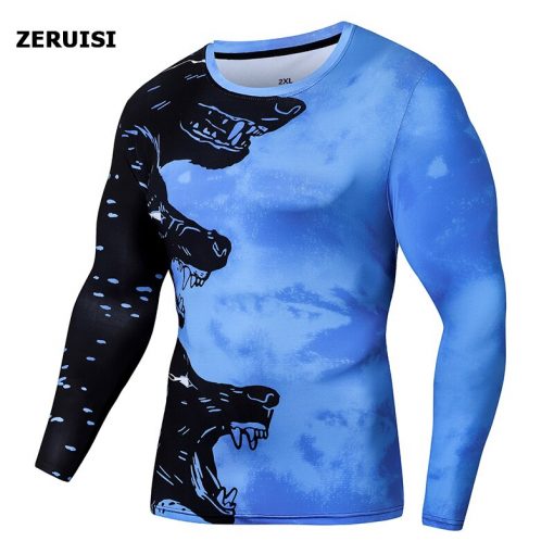 Compression Quick dry T-shirt Men Running Sport Skinny Long Sleeve Shirt Male Gym Fitness Bodybuilding Workout Tops Clothing 2