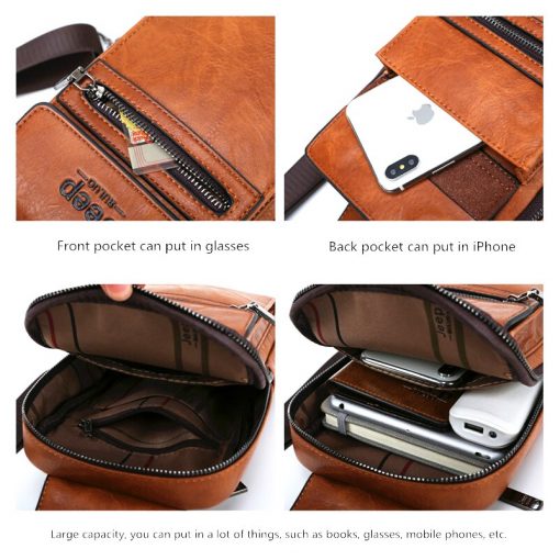 JEEP BULUO Brand Fashion Sling Bags High Quality Men Bags Split Leather Large Size Shoulder Crossbody Bag For Young Man 4