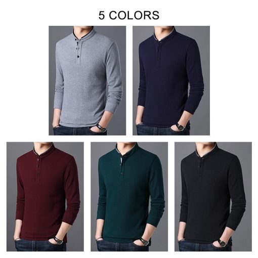 COODRONY Brand Soft Pure Cotton T Shirt Men Clothes 2020 Stand Collar Long Sleeve T-Shirt Men High Quality Tee Shirt Homme C5040 5