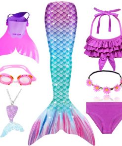Bylulis Children Mermaid Swimming Suit Kids Mermaid Tails Swimmable Swimsuit Mermaid Cosplay Costumes Clothes Swimwear Bikini 2