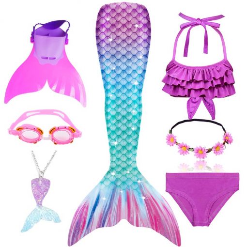 Bylulis Children Mermaid Swimming Suit Kids Mermaid Tails Swimmable Swimsuit Mermaid Cosplay Costumes Clothes Swimwear Bikini 2