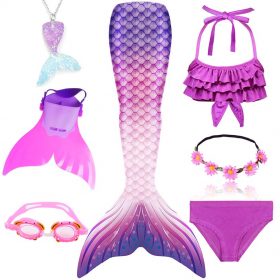 Bylulis Children Mermaid Swimming Suit Kids Mermaid Tails Swimmable Swimsuit Mermaid Cosplay Costumes Clothes Swimwear Bikini 4