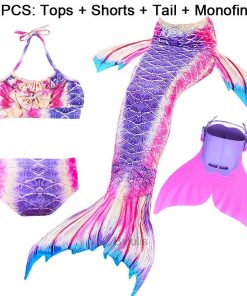 New Girls Mermaid Tail for Swimming Costume with Monofin Fin Kids Zeemeerminstaart Cola De Sirena Cauda De Sereia Cosplay 7