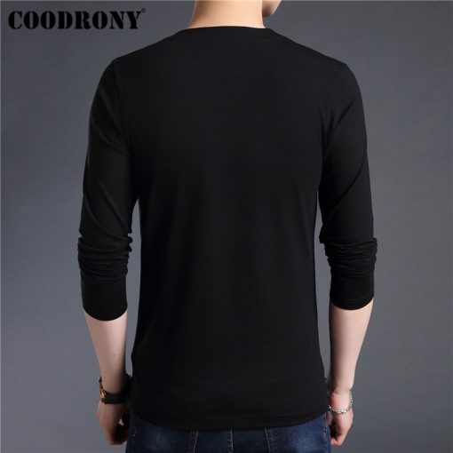 COODRONY Brand T Shirt Men Streetwear Top Tshirt Men Clothes 2019 Autumn Fashion Button T-Shirt Men Cotton Tee Shirt Homme 95021 3